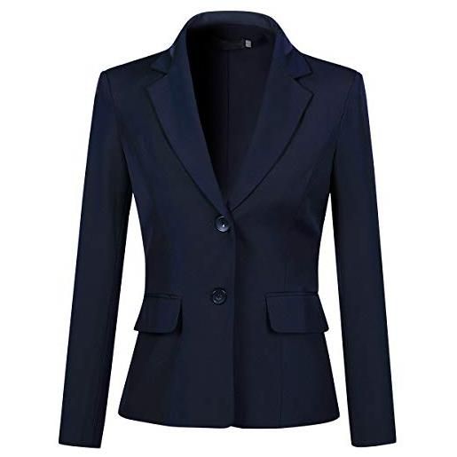 Allthemen blazer da donna tinta unita formale da lavoro con 2 bottoni giacca da abito donna business con tasche blu scuro xl