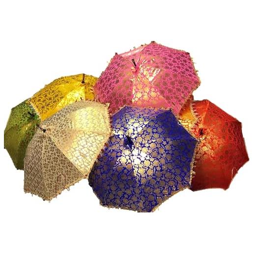 Generic 5 pezzi lotto (ombrello di seta) indiano nozze ombrello fatto a mano decorazioni ombrelli vintage ombrelli di cotone indiano fatto a mano designer cotone ombrello da arise export