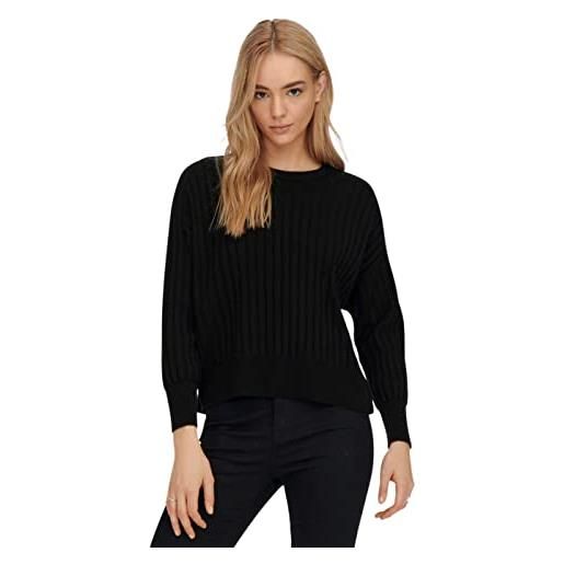 Only onlnew tessa l/s loose-pullover knt maglione, nero, l (pacco da 3) donna