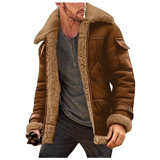 Generico giacca in vera pelle da uomo giubbotto con pelliccia sintetica invernale giubbino in pelle uomo giacca in pelle uomo lunga giacca uomo lana oferta di lampo