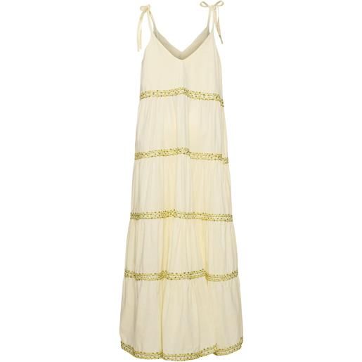 FLORA SARDALOS embroidered cotton flared long dress