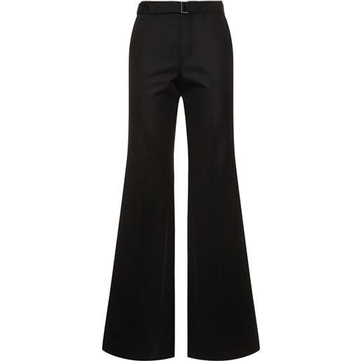 SACAI cotton blend gabardine wide pants w/belt