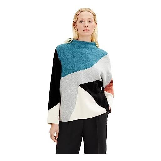 TOM TAILOR le signore maglione con colorblock 1034070, 30816 - grey intarsia design, xl