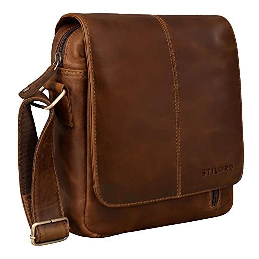 STILORD 'matt' borsello in pelle da uomo messenger bag piccola cross body borsa a tracolla borsetta da viaggio vintage, colore: taranto - marrone