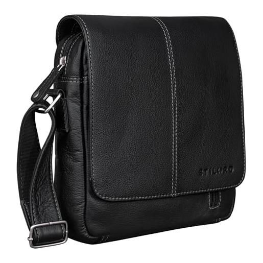 STILORD 'matt' borsello in pelle da uomo messenger bag piccola cross body borsa a tracolla borsetta da viaggio vintage, colore: nero