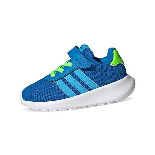 adidas lite racer 3.0 el i, sneaker unisex-bambini, blue rush/sky rush/solar green, 19 eu