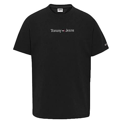 Tommy Hilfiger tjm classic linear logo tee t-shirt, nero, xl uomo