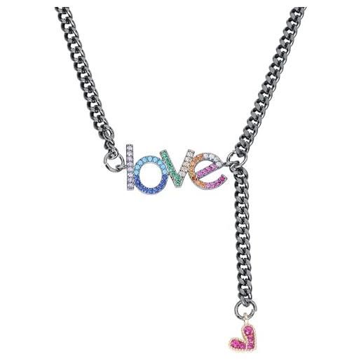 Urban Classics collana unisex love necklace gunmetal, taglia unica
