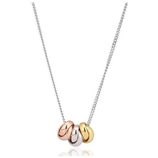 Vanbelle collana tono interconnessi dell'anello del cerchio tre gioielli in argento con oro giallo, oro rosa e del rhodium per donne e ragazze