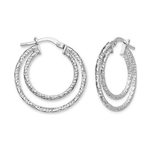 LeCalla sterling silver jewelry diamante-taglio tubo doppio cerchio click-top orecchino ad anello per le donne ragazze