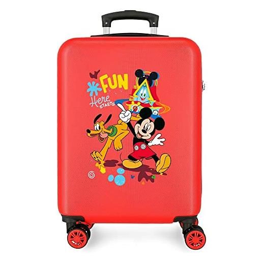 Disney valigia da cabina Disney mickey here starts rosso 38x55x20 cm abs rigido chiusura a combinazione laterale 35l 2 kg 4 doppie ruote bagaglio a mano
