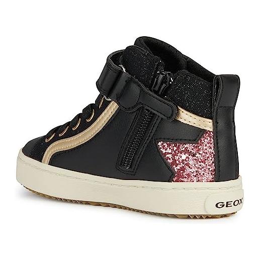 Geox j kalispera girl m, scarpe da ginnastica, nero (black dk pink), 29 eu