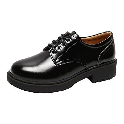 Duberess scarpe da donna in pelle classica vintage con lacci oxford, nero stile 2, 38.5 eu