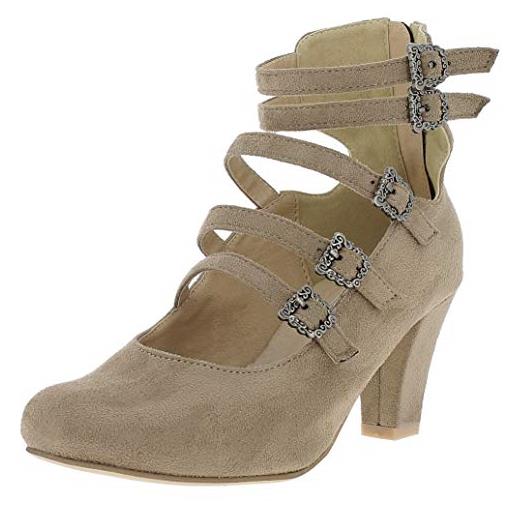 Hirschkogel 3004501, scarpe con cinturino alla caviglia donna, beige (taupe 066), 41.5 eu