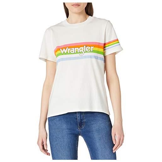 Wrangler high rib regular tee t-shirt, worn white, l donna