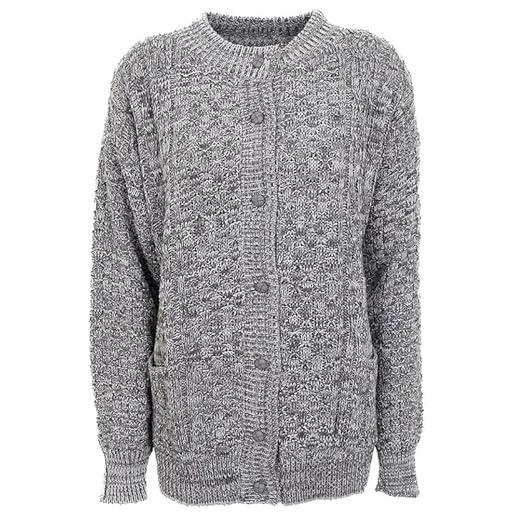 ZARVICZONIA cardigan da donna a nido d'ape aran, lavorato a maglia grossa, con 7 bottoni, a maniche lunghe, invernale, caldo, con tasche, taglie dalla 40 alla 54, marina militare, 50