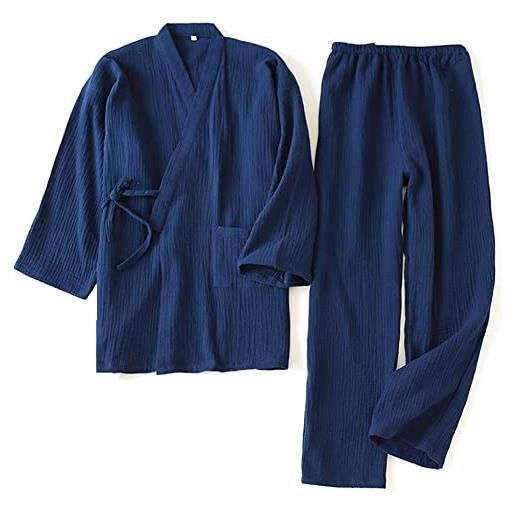 OWLONLINE completo pigiama in morbido cotone crepe puro pigiama kimono giapponese da donna taglia xl-c18