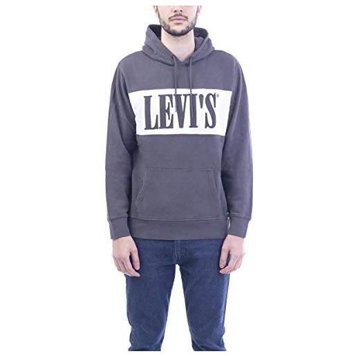 Levi's pieced pullover hoodie pieced pullover, felpa con cappuccio uomo, forged iron/ white, s