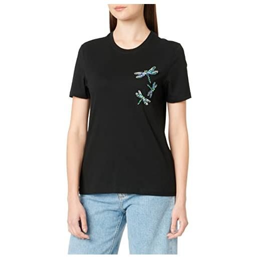 Only onlkita reg s/s top box jrs t-shirt, nero/stampa: dragonfly sul petto, xs donna