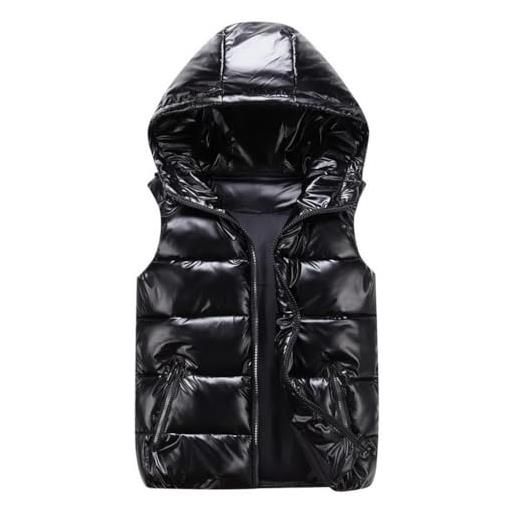 ACMEDE piumino smanicato trapuntato bambini bambina con cappuccio, senza maniche, uomo gilet invernale effetto lucido giubbotto da donna giacca casual gilet cappotto con cappuccio