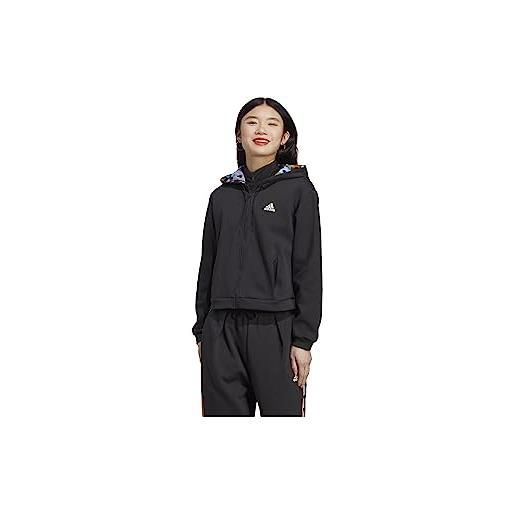 adidas graphic full-zip hoodie felpa, medium grey heather, m women's