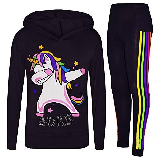 A2Z 4 Kids bambini ragazze tute arcobaleno unicorn #dab floss - unicorn hooded set 227 black 11-12