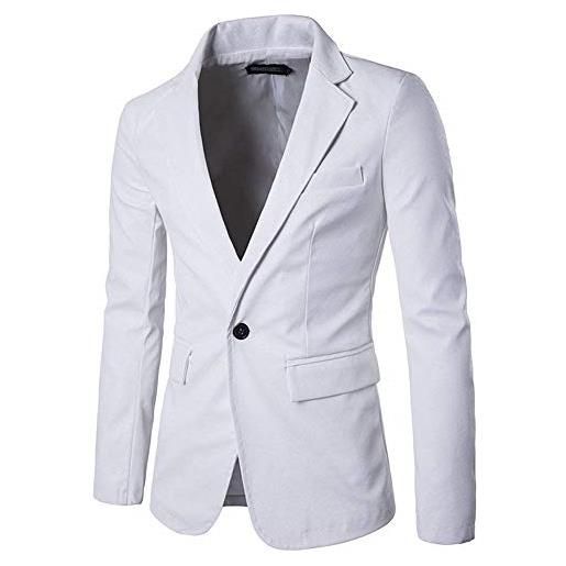 Huixin giacche blazer da uomo slim fit leisure blazer pu leather suit business skinny giacca in pelle sintetica cappotto di pelle giacca da moto manica lunga (color: bianca, size: xl)