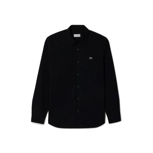 Lacoste ch5620 camicia regolare fit, nero, 42 uomo