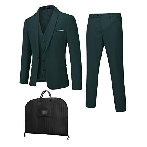 Cloudstyle completo da uomo abito da uomo 4 pezzi sacca antipolvere giacca da lavoro pantaloni gilet borsa per abito verde l