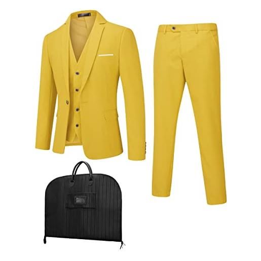 Cloudstyle completo da uomo abito da uomo 4 pezzi sacca antipolvere giacca da lavoro pantaloni gilet borsa per abito giallo 3xl