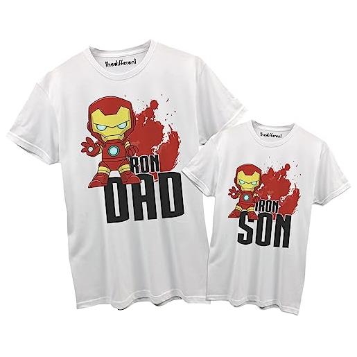 Thedifferent t-shirt maglietta coppia uomo bambino padre figlio iron dad iron son festa compleanno idea regalo