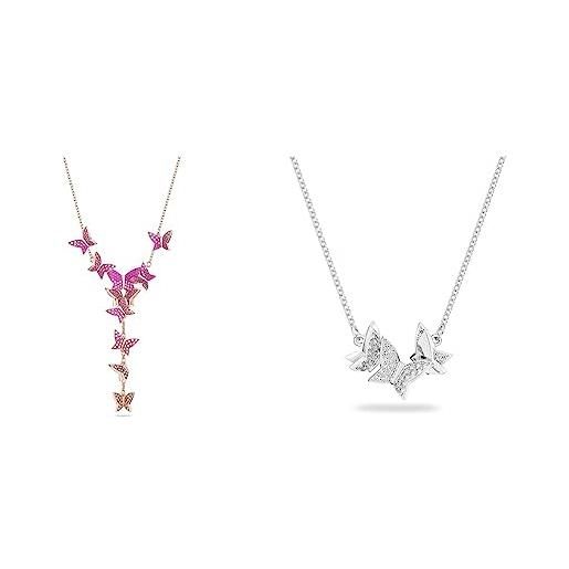 Swarovski collana a y lilia, farfalla, placcato color oro rosa & collana lilia, farfalla, bianco, placcato rodio
