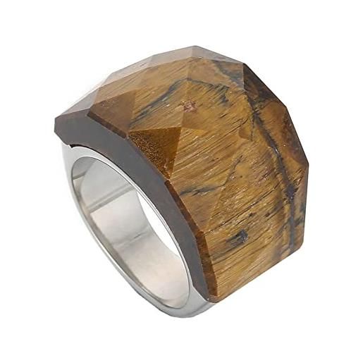 PAMTIER naturale multicolore anello con gemme per donne anello di moda in acciaio inossidabile gioielli a fascia argento placcato marrone misura 17