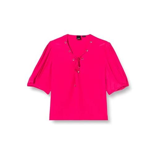 Pinko benigno blusa crepe de chine t-shirt, wwe_fucsia cozy, 50 donna