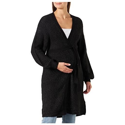 Mamalicious mllinn l/s cardigan in maglia lunga maglione, nero/aop: melange, s donna