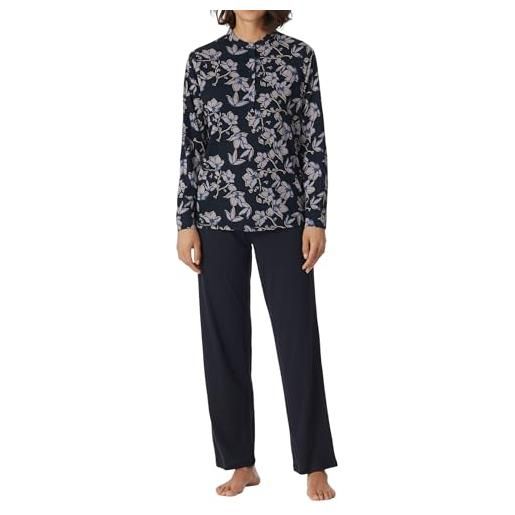 Schiesser pigiama set lungo cotone modale-nightwear, navy, 42 donna