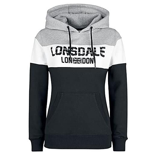 Lonsdale sleeve felpa con cappuccio, nero, l donna