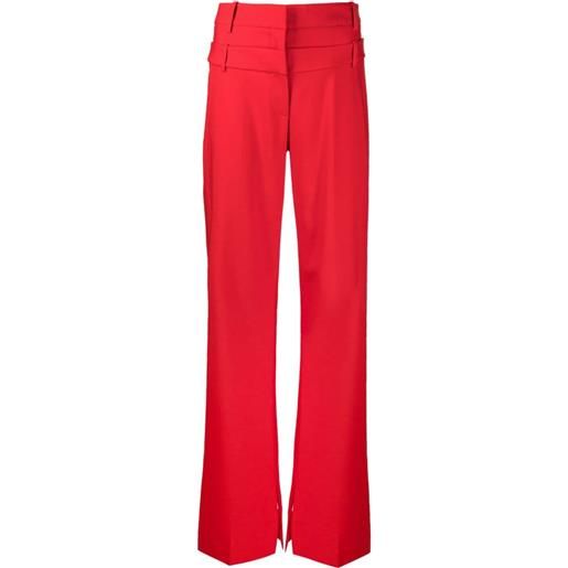 David Koma double-waistband wide-leg trousers - rosso