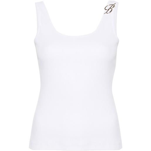 Blumarine canotta con applicazione logo - bianco