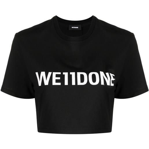 We11done t-shirt con stampa crop - nero