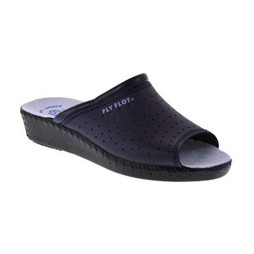 Fly Flot caprarola, ciabatte donna in pelle, aperte, con sottopiede in pelle, blu, 189