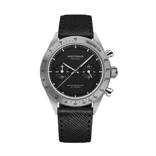 Hoffman racing 40 jet black cronografo quarzo acciaio pelle nero orologio uomo