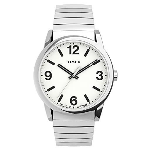 Timex men's easy reader bold 38mm perfect fit quartz stainless steel strap, silver-tone, 20 casual watch (model: tw2u988009j)