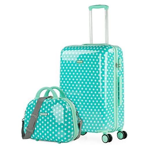 ITACA - set valigia media e bagaglio a mano rigidi per viaggi aereo - set trolley con lucchetto 702460b, talpe di menta