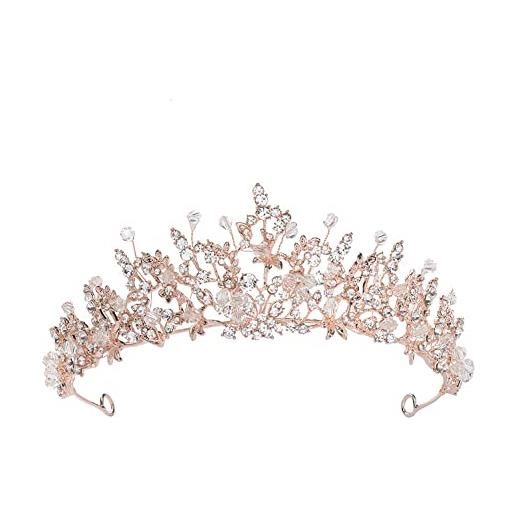 Zooma tiara corona di cristallo per bridal, principessa diadema matrimonio tiara crown per wedding balli proms festoni feste compleanno, 1, lega, lega, strass, cristallo