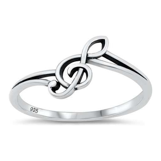 Joyara anello in argento sterling 925 con chiave di violino