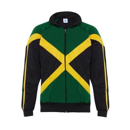 JL Sport authentic giamaicano maniche lunghe, ragazzo cerniera giacca (nero, verde e giallo) - nero, 11-12 anni