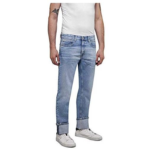 REPLAY grover jeans straight, blu (light blue 10), 31w / 34l uomo