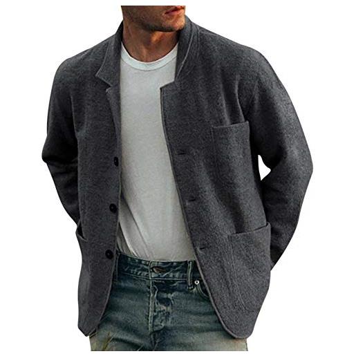 YOUTHUP giacca da uomo leggera tinta unita casual con tre bottoni per primavera e autunno