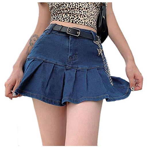 Young Forever y2k - minigonna in jeans da donna, a vita alta, con pantaloncini, azzurro, m